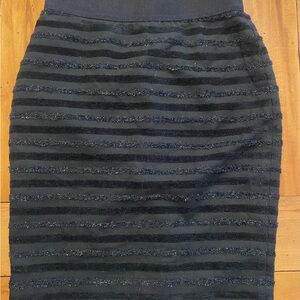 Ann Taylor Black Textured Striped Pencil Skirt
